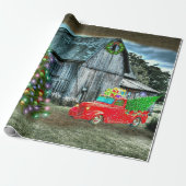 Kerstmis op het Boerderij Rustic Barn Cadeaupapier (Uitgerold)
