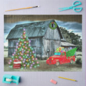 Kerstmis op het Boerderij Rustic Barn Tissuepapier (Craft)