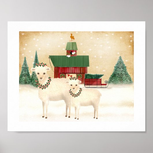 Kerstmis op het Boerderij van de schapen voegt je  Poster (Voorkant)