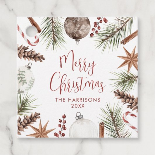 Kerstmis op het platteland bedankjes labels (Voorkant)