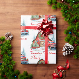 Kerstmis op het platteland cadeaupapier