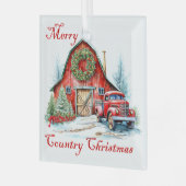 Kerstmis op het platteland glas ornament (Voorkant links)