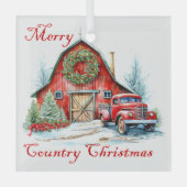 Kerstmis op het platteland glas ornament (Voorkant)