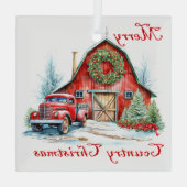Kerstmis op het platteland glas ornament (Achterkant)