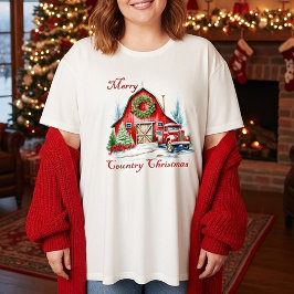 Kerstmis op het platteland grote maat t-shirt