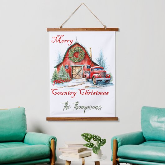 Kerstmis op het platteland hangend wandkleed (Woonkamer)