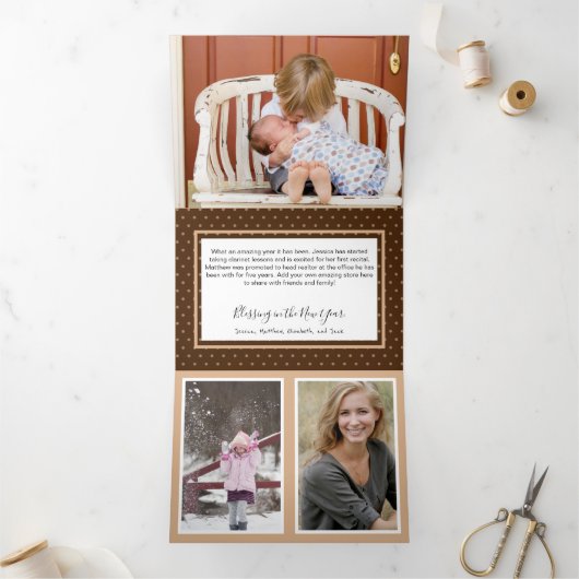 Kerstmis op het platteland Hout en ranken Meerdere Drieluik Wenskaart (Binnen)