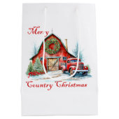 Kerstmis op het platteland medium cadeauzakje (Achterkant)