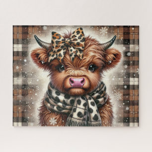 Kerstmis op het platteland Schotse Hoogland Koe Pu Legpuzzel