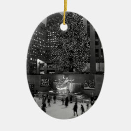 Kerstmis op het Rockefeller Center en de Ice Skate Keramisch Ornament