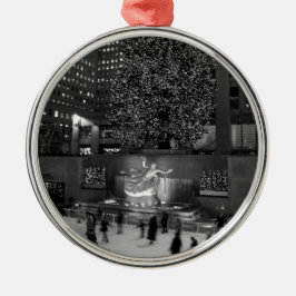 Kerstmis op het Rockefeller Center en de Ice Skate Metalen Ornament