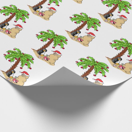 Kerstmis op het strand cadeaupapier (Hoek)