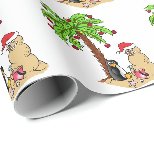 Kerstmis op het strand cadeaupapier (Rol Hoek)