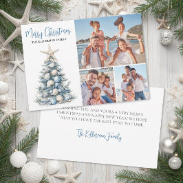 Kerstmis op het strand familiefoto feestdagenkaart