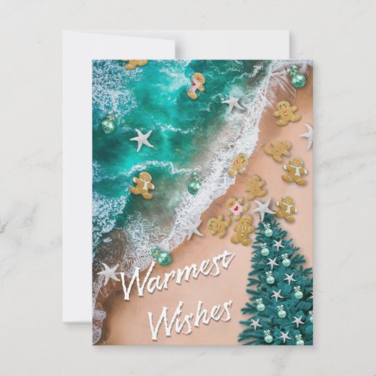 Kerstmis op het strand Gingersnap Plat Notitiekaar Notitiekaartje (Voorkant)