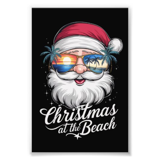 Kerstmis op het strand Hawaiiaanse zomervakantie Foto Afdruk (Voorkant)