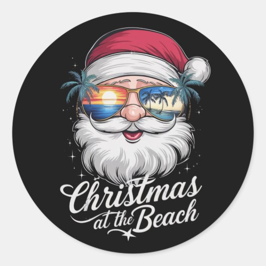 Kerstmis op het strand Hawaiiaanse zomervakantie Ronde Sticker (Voorkant)