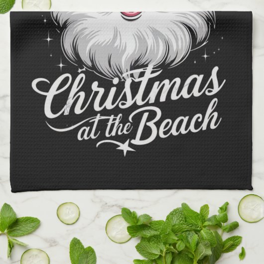 Kerstmis op het strand Hawaiiaanse zomervakantie Theedoek (Gevouwen)