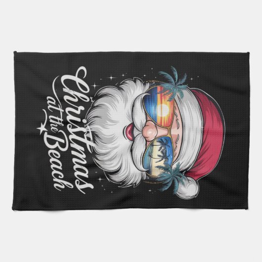 Kerstmis op het strand Hawaiiaanse zomervakantie Theedoek (Horizontaal)