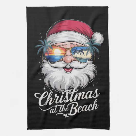 Kerstmis op het strand Hawaiiaanse zomervakantie Theedoek (Verticaal)