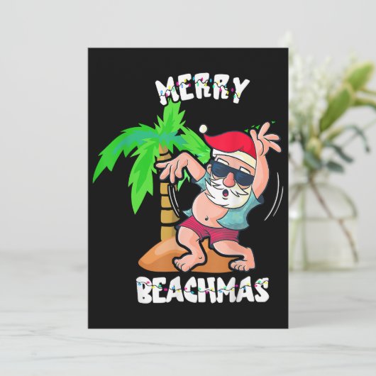 Kerstmis op het strand in juli leuke kerstman Xmas Kaart (Staand voorkant)