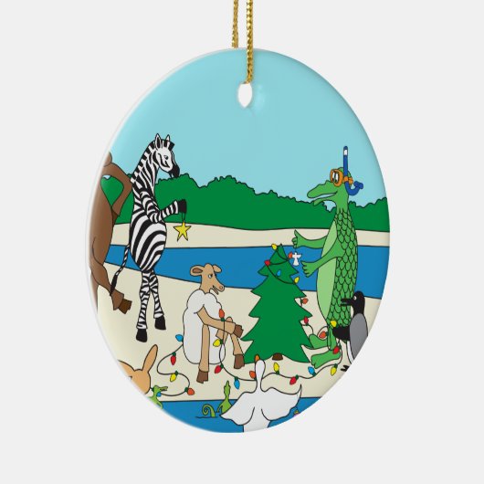 Kerstmis op het strand keramisch ornament (Rechts)