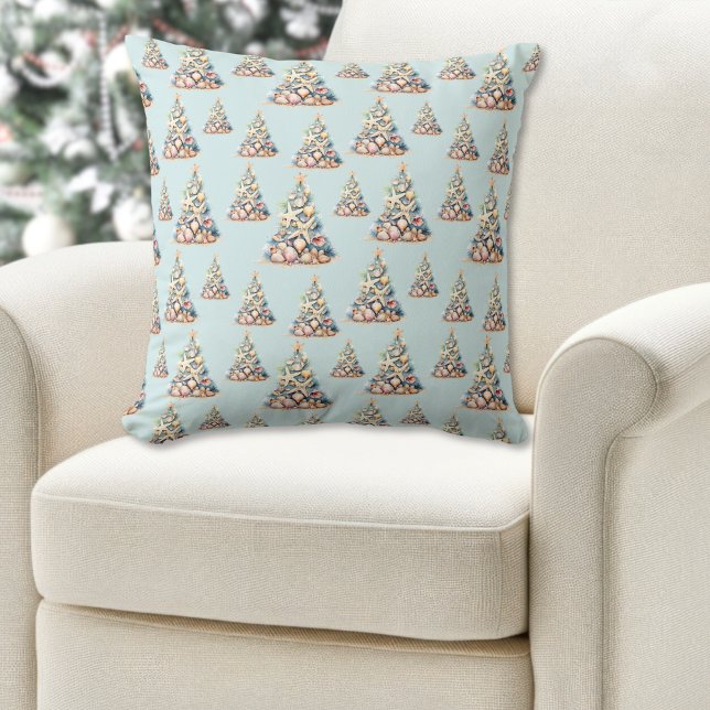 Kerstmis op het strand kussen (Beach Christmas Pattern Throw Pillow)
