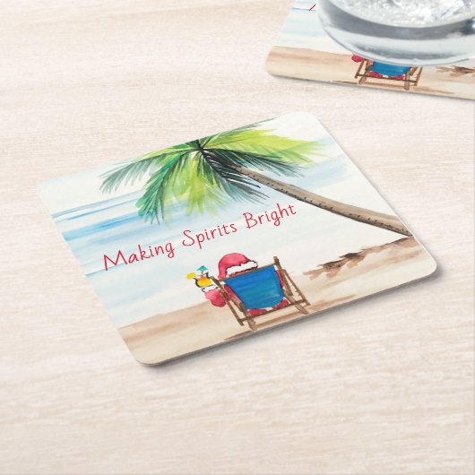 Kerstmis op het strand onderzetters (Schuin)