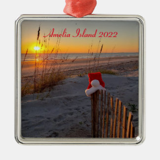 Kerstmis op het strand op het eiland Amelia Metalen Ornament