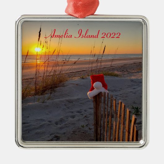 Kerstmis op het strand op het eiland Amelia Metalen Ornament (Voorkant)