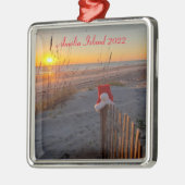 Kerstmis op het strand op het eiland Amelia Metalen Ornament (Links)