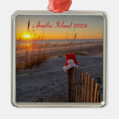 Kerstmis op het strand op het eiland Amelia Metalen Ornament (Voorkant)
