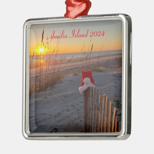 Kerstmis op het strand op het eiland Amelia Metalen Ornament (Links)