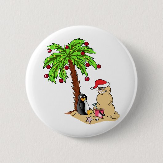Kerstmis op het strand ronde button 5,7 cm (Voorkant)