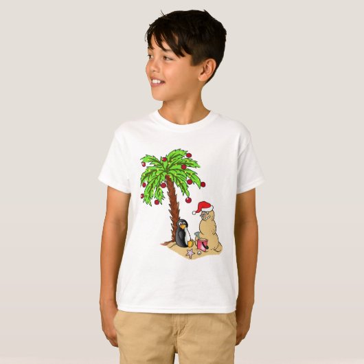 Kerstmis op het strand t-shirt (Voorkant volledig)