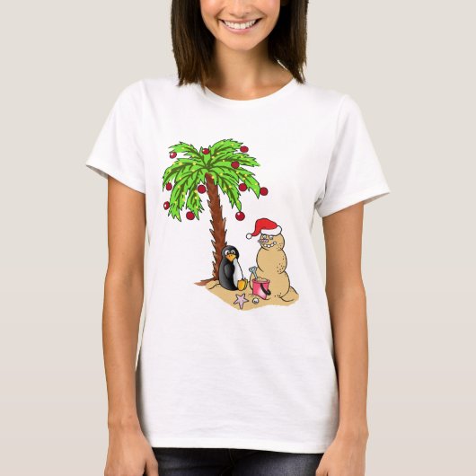 Kerstmis op het strand t-shirt (Voorkant)