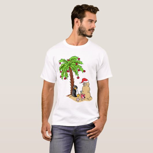 Kerstmis op het strand t-shirt (Voorkant volledig)