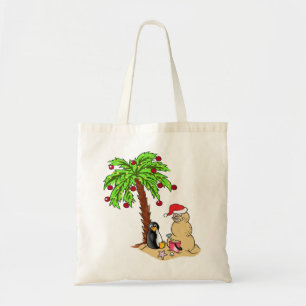 Kerstmis op het strand tote bag