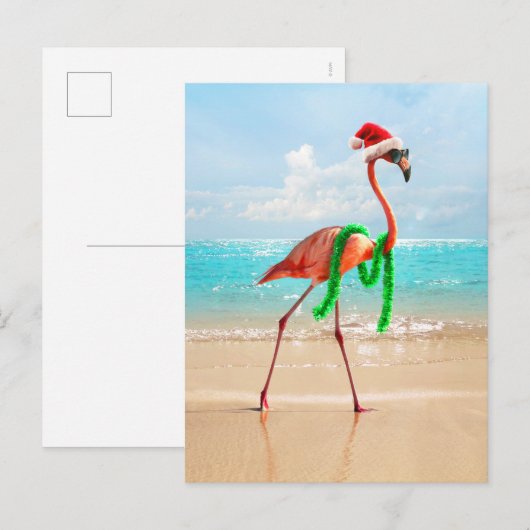 Kerstmis op het strand uitnodiging briefkaart (Voorkant / Achterkant)