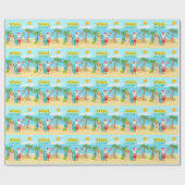 Kerstmis op het strand van de Kerstman Cadeaupapier (Vlak)