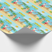 Kerstmis op het strand van de Kerstman Cadeaupapier (Hoek)
