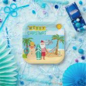 Kerstmis op het strand van de Kerstman Papieren Bordje (Feest)