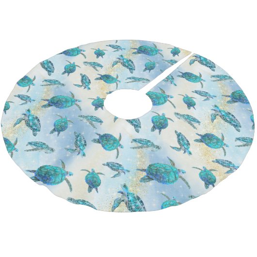 Kerstmis op het strand waterverf zeeschildpad glit kerstboom rok (Gekanteld)