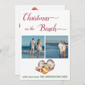 Kerstmis op het strand White Seashells Collage Feestdagenkaart (Voorkant / Achterkant)