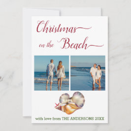 Kerstmis op het strand White Seashells Collage Feestdagenkaart