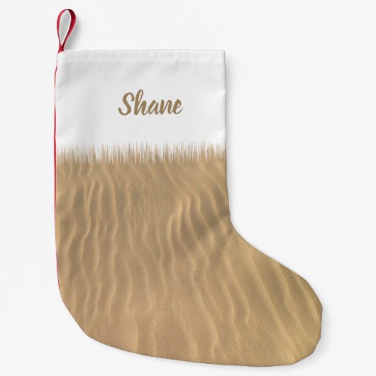 Kerstmis op het strand Zand Ripples Kleine Kerstsok (Voorkant)