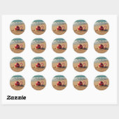 Kerstmis op het strand zeester suikerstokje ronde sticker (Vel)
