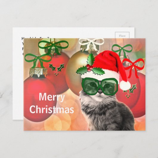 Kerstmis op kerstbal achtergrond feestdagenkaart (Voorkant / Achterkant)