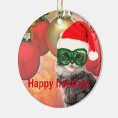 Kerstmis op kerstbal achtergrond keramisch ornament (Links)