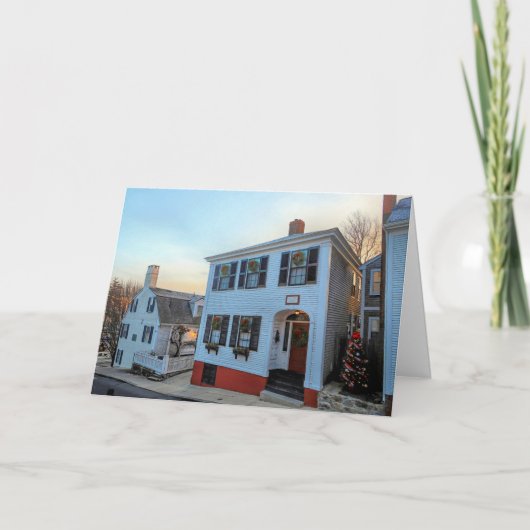Kerstmis op Leyden Street Plymouth MA Bedankkaart (Voorkant)